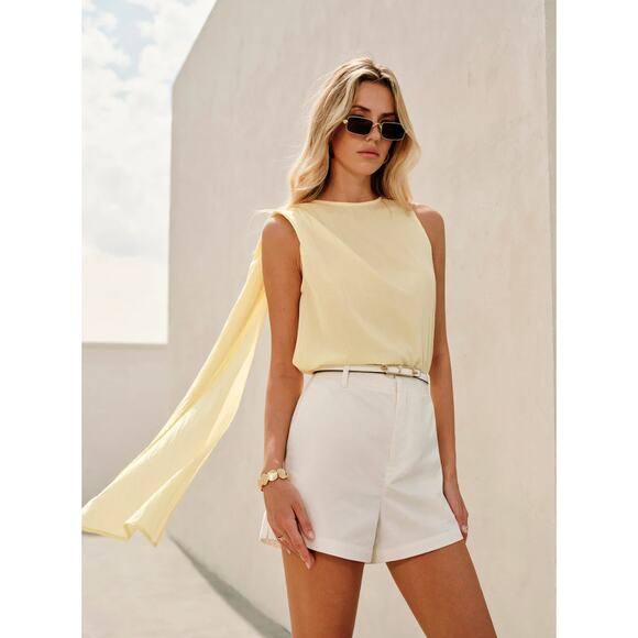 Semi-Sheer Cowl-Neck Sash Back Blouse - Picture 7 of 7